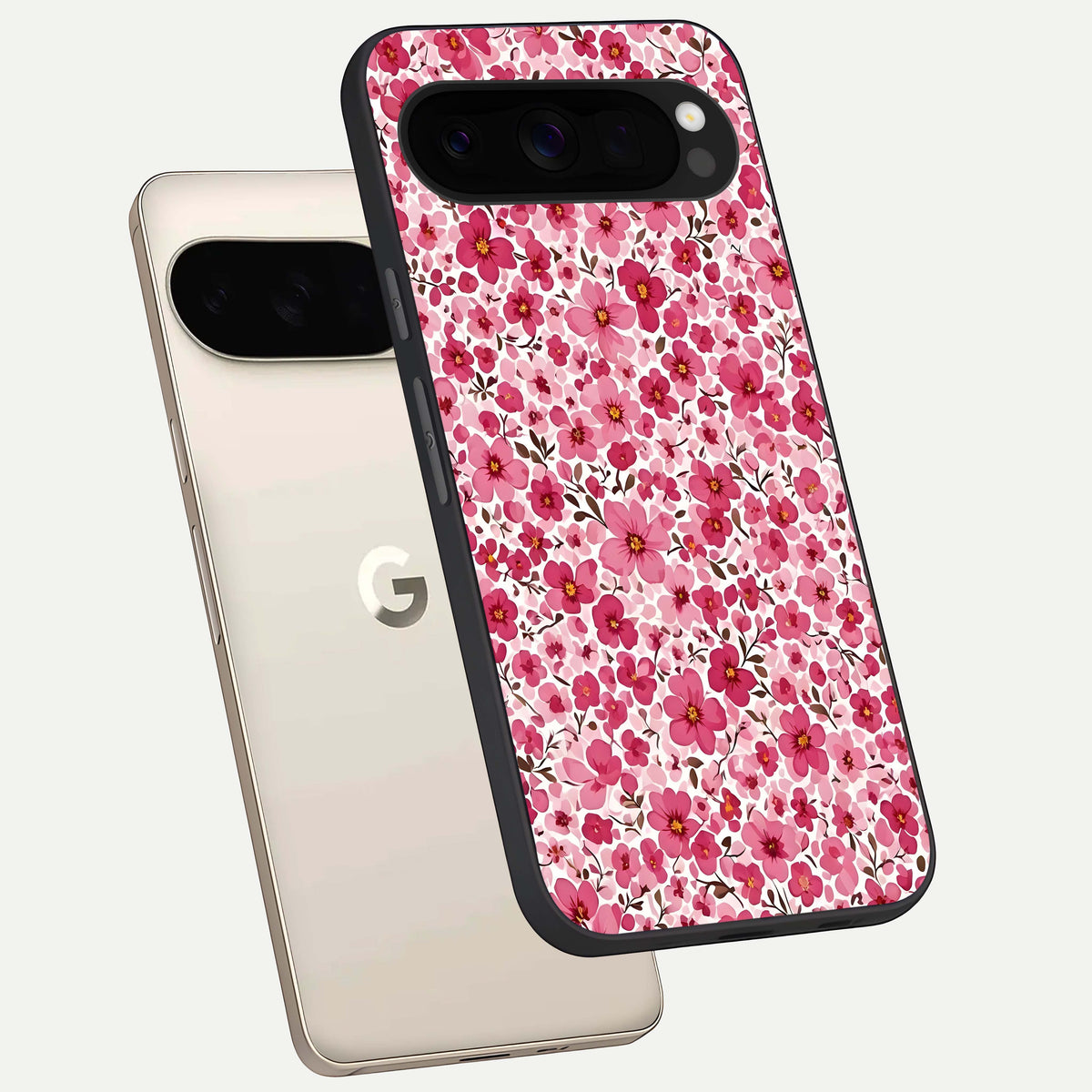  Cherry Blossom Charm phone case For Google Pixel 10 Pro XL showing premium glass back cover with detailed artwork