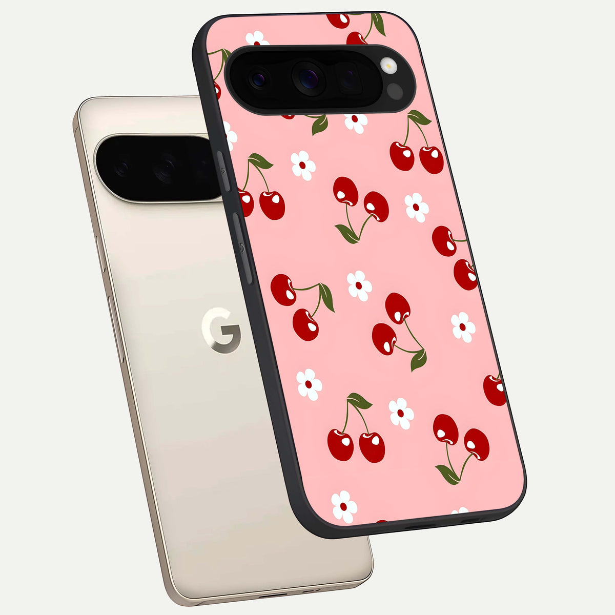  Cherry Love Mood phone case For Google Pixel 10 Pro XL showing premium glass back cover with detailed artwork
