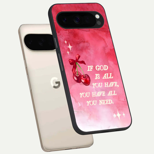  Cherry Quote phone case For Google Pixel 10 Pro XL showing premium glass back cover with detailed artwork
