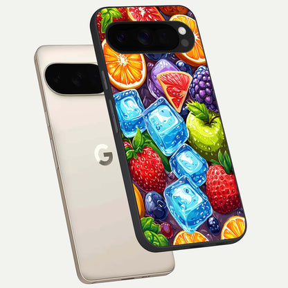  Colorful Fruits with Ice phone case For Google Pixel 10 Pro XL showing premium glass back cover with detailed artwork