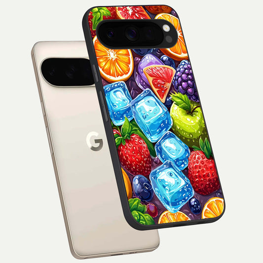  Colorful Fruits with Ice phone case For Google Pixel 10 Pro XL showing premium glass back cover with detailed artwork