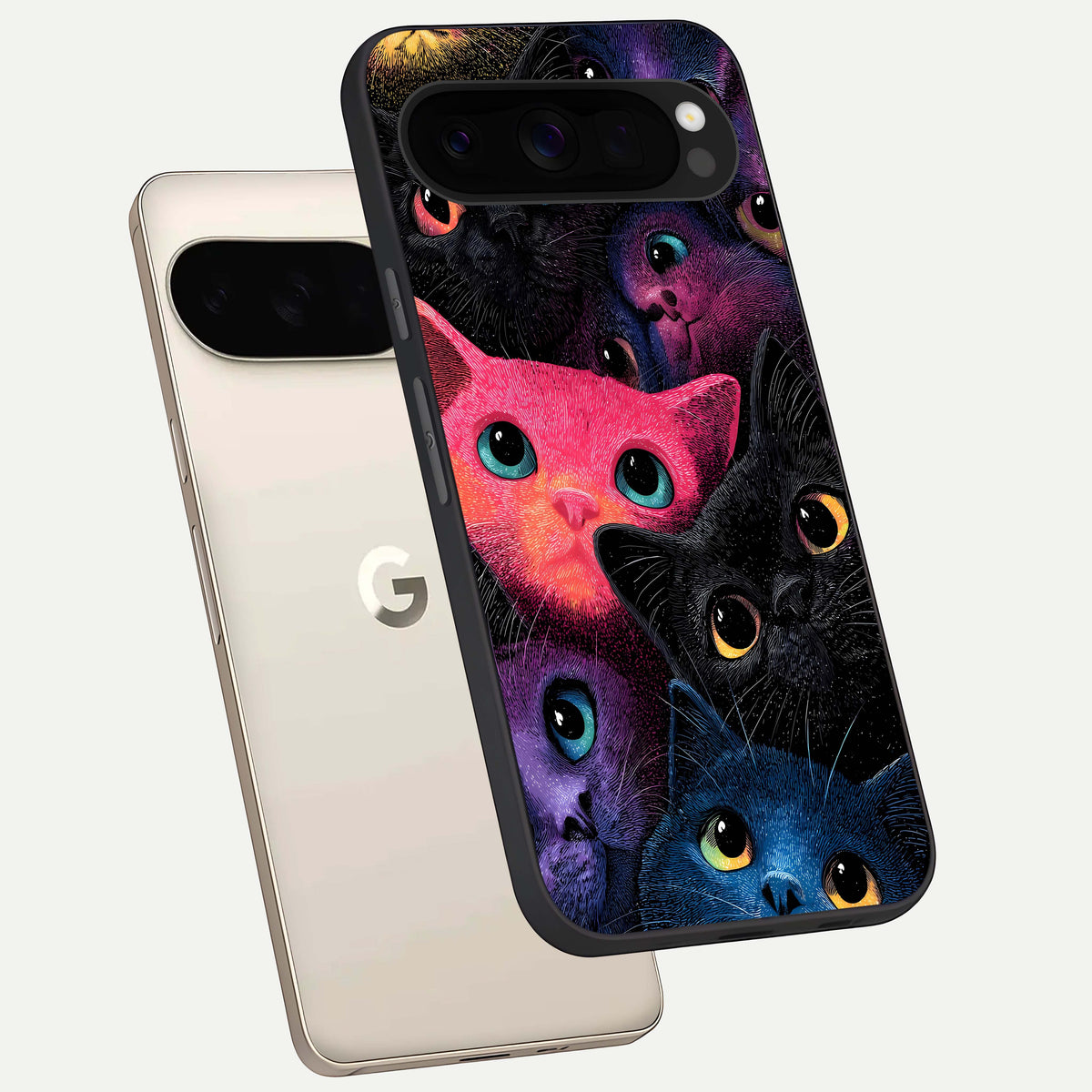  Cosmic Cats Dreams phone case For Google Pixel 10 Pro XL showing premium glass back cover with detailed artwork