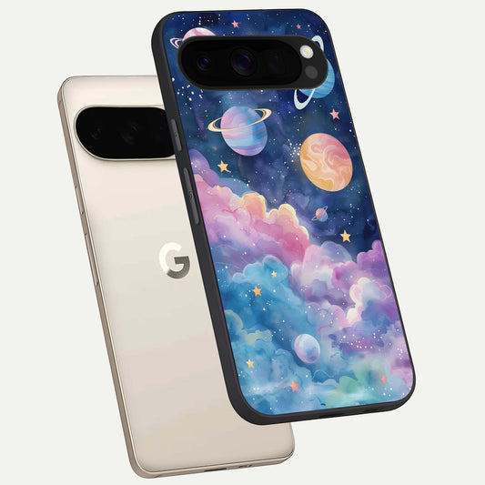  Cosmic Planet Dreams phone case For Google Pixel 10 Pro XL showing premium glass back cover with detailed artwork
