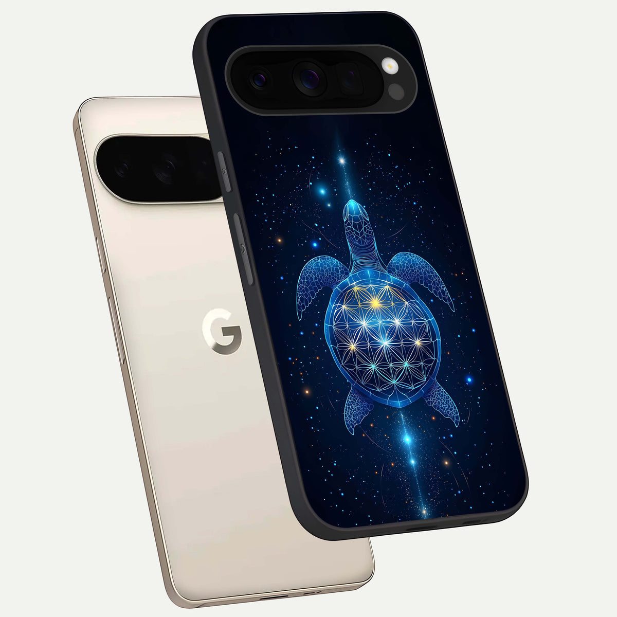  Crimson Blue Turtle phone case For Google Pixel 10 Pro XL showing premium glass back cover with detailed artwork