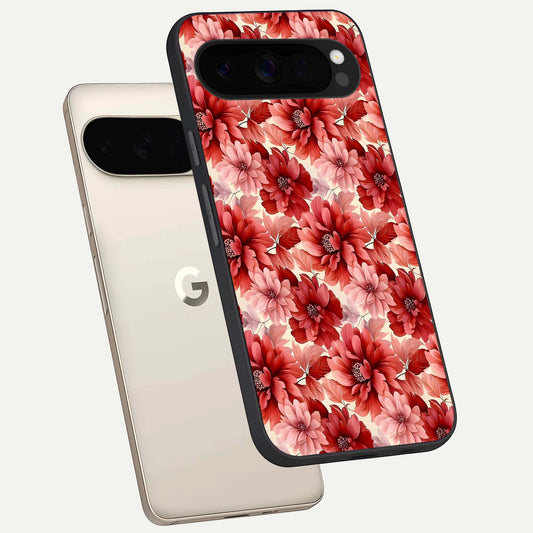  Crimson Love Petals phone case For Google Pixel 10 Pro XL showing premium glass back cover with detailed artwork