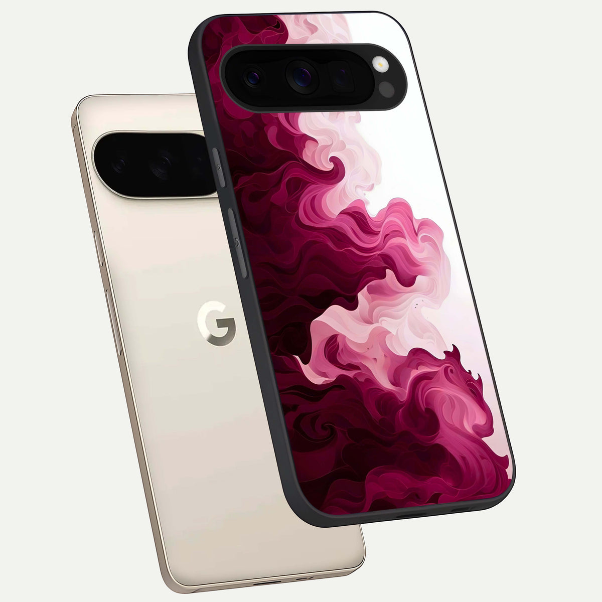  Crimson Wave Flow phone case For Google Pixel 10 Pro XL showing premium glass back cover with detailed artwork