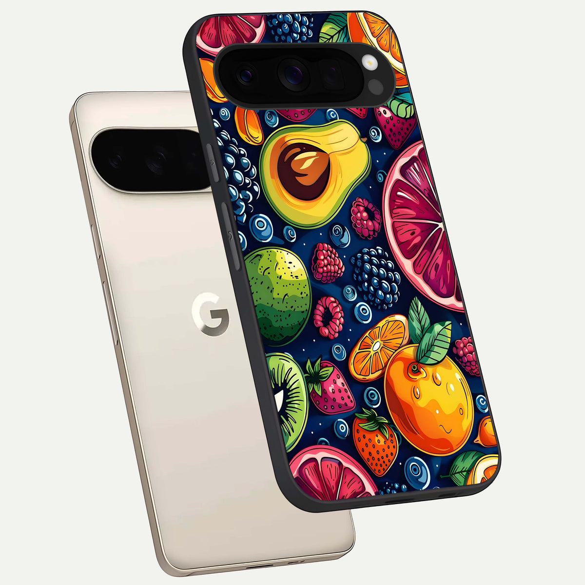  Cute Fruits Art phone case For Google Pixel 10 Pro XL showing premium glass back cover with detailed artwork