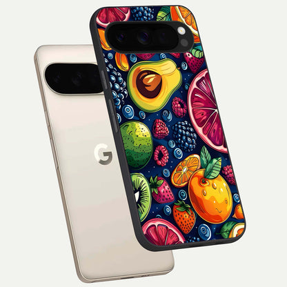  Cute Fruits Art phone case For Google Pixel 10 Pro XL showing premium glass back cover with detailed artwork