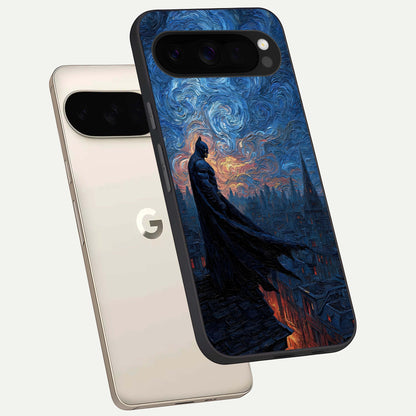  Dark Knight Dusk phone case For Google Pixel 10 Pro XL showing premium glass back cover with detailed artwork