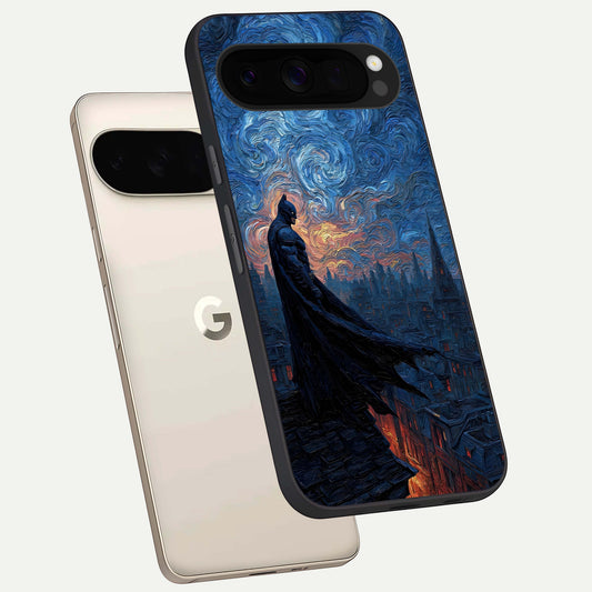  Dark Knight Dusk phone case For Google Pixel 10 Pro XL showing premium glass back cover with detailed artwork
