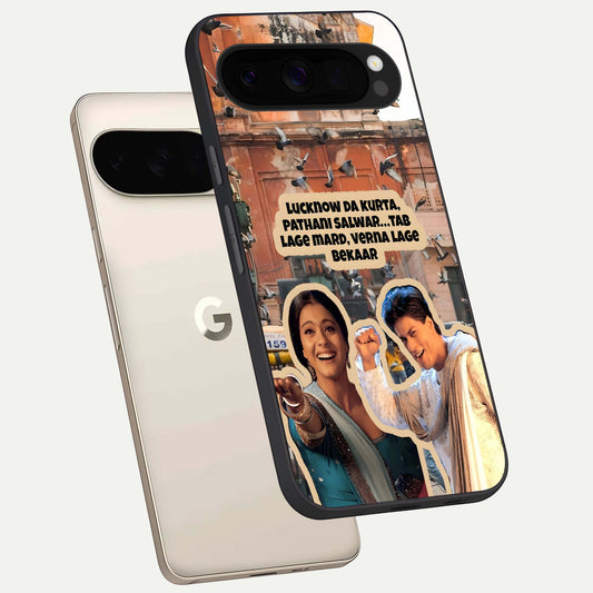  Desi Retro Vibes phone case For Google Pixel 10 Pro XL showing premium glass back cover with detailed artwork