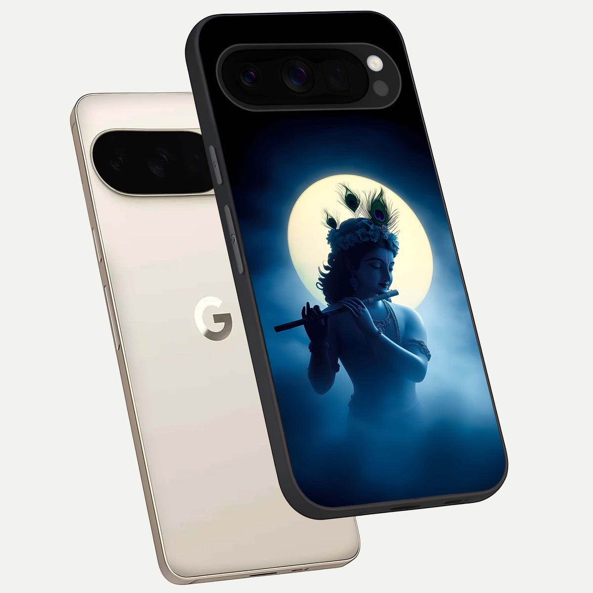  Divine Moon Flute phone case For Google Pixel 10 Pro XL showing premium glass back cover with detailed artwork