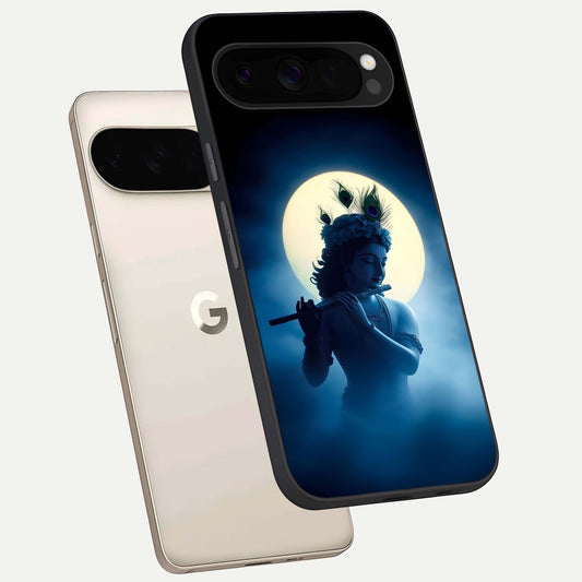  Divine Moon Flute phone case For Google Pixel 10 Pro XL showing premium glass back cover with detailed artwork