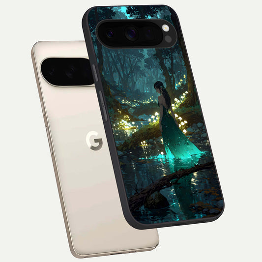  Enchanted Forest Glow phone case For Google Pixel 10 Pro XL showing premium glass back cover with detailed artwork