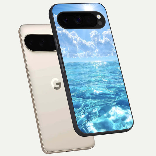  Endless Ocean Horizon phone case For Google Pixel 10 Pro XL showing premium glass back cover with detailed artwork