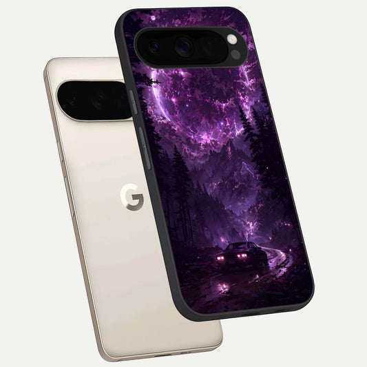  Eternal Cosmic Drive phone case For Google Pixel 10 Pro XL showing premium glass back cover with detailed artwork