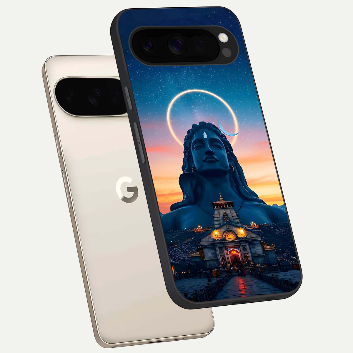  Eternal Shiva Aura phone case For Google Pixel 10 Pro XL showing premium glass back cover with detailed artwork
