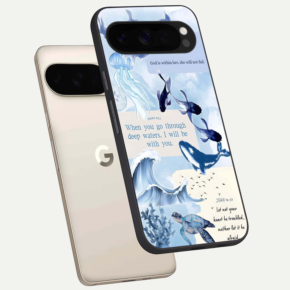  Faithful Ocean Promise phone case For Google Pixel 10 Pro XL showing premium glass back cover with detailed artwork