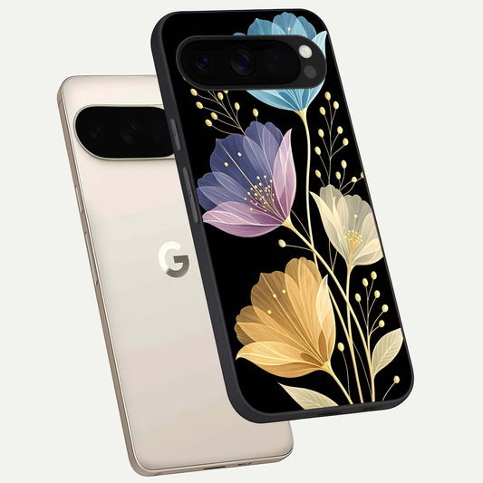  Flower Bloom Glow phone case For Google Pixel 10 Pro XL showing premium glass back cover with detailed artwork