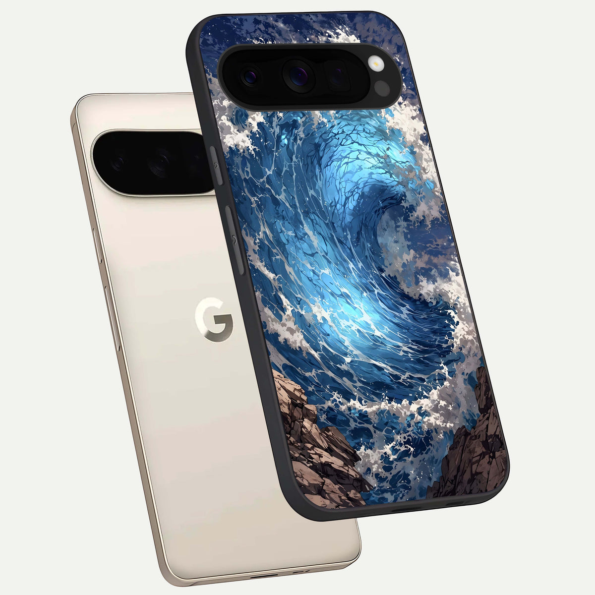 Giant Ocean Wave phone case For Google Pixel 10 Pro XL showing premium glass back cover with detailed artwork