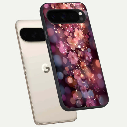 Glowing Petal Bliss phone case For Google Pixel 10 Pro XL showing premium glass back cover with detailed artwork