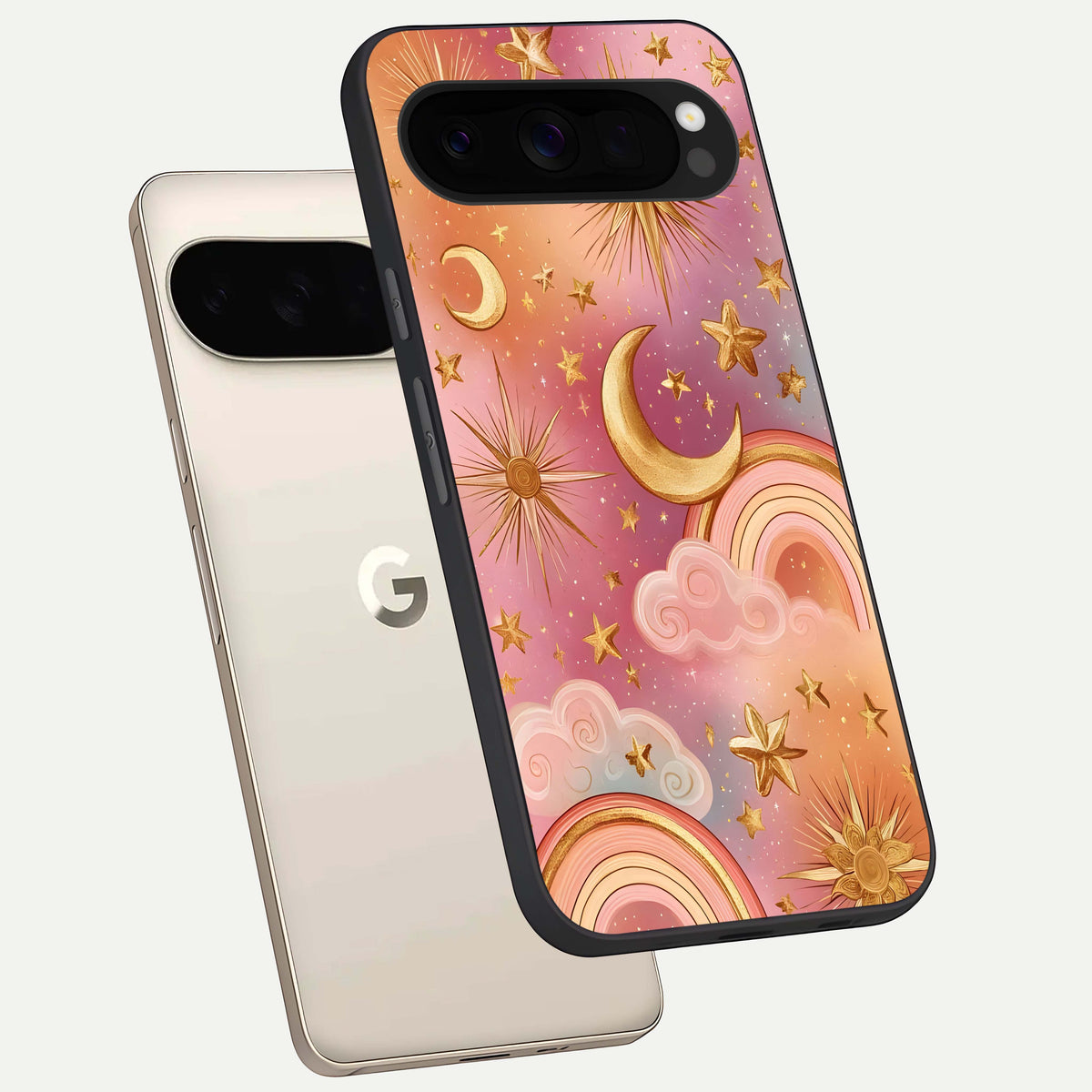  Golden Celestial Dreams phone case For Google Pixel 10 Pro XL showing premium glass back cover with detailed artwork