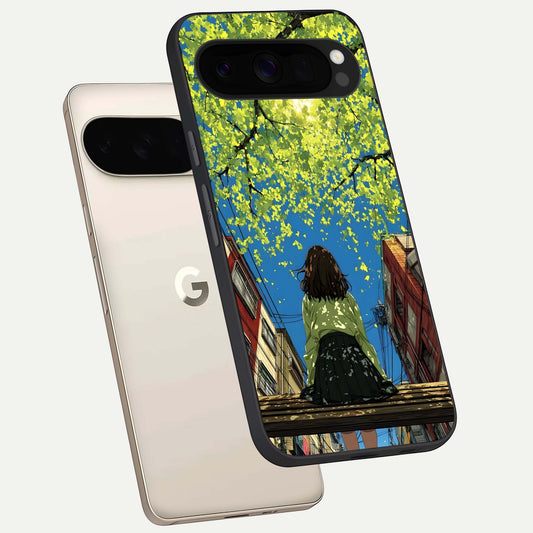  Golden Leaves Glow phone case For Google Pixel 10 Pro XL showing premium glass back cover with detailed artwork