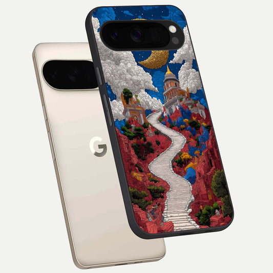  Heavenly Moon Path phone case For Google Pixel 10 Pro XL showing premium glass back cover with detailed artwork
