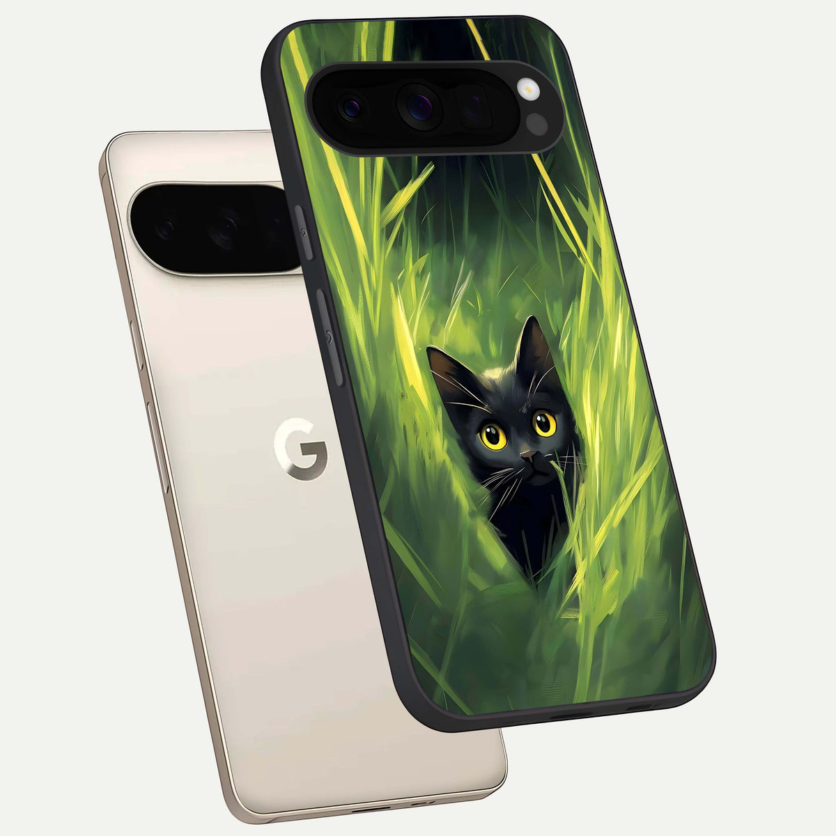  Hidden Cat Whisper phone case For Google Pixel 10 Pro XL showing premium glass back cover with detailed artwork