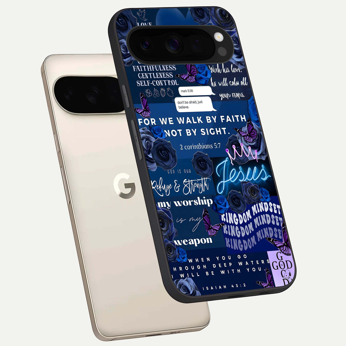  Kingdom Faith Glow phone case For Google Pixel 10 Pro XL showing premium glass back cover with detailed artwork
