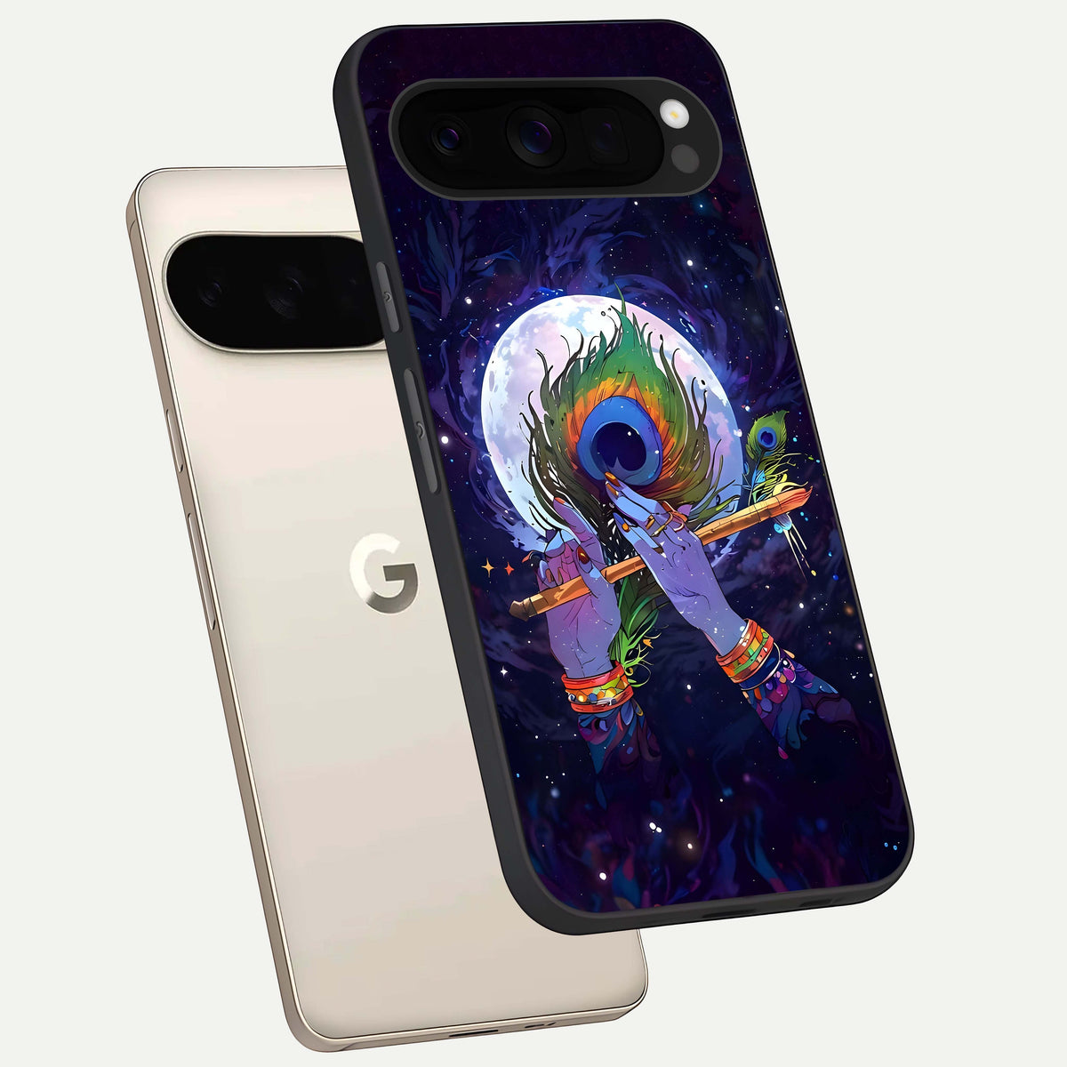  Krishna Hands Art phone case For Google Pixel 10 Pro XL showing premium glass back cover with detailed artwork