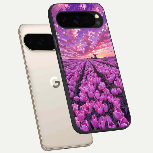 Lavender Dream Skies phone case For Google Pixel 10 Pro XL showing premium glass back cover with detailed artwork