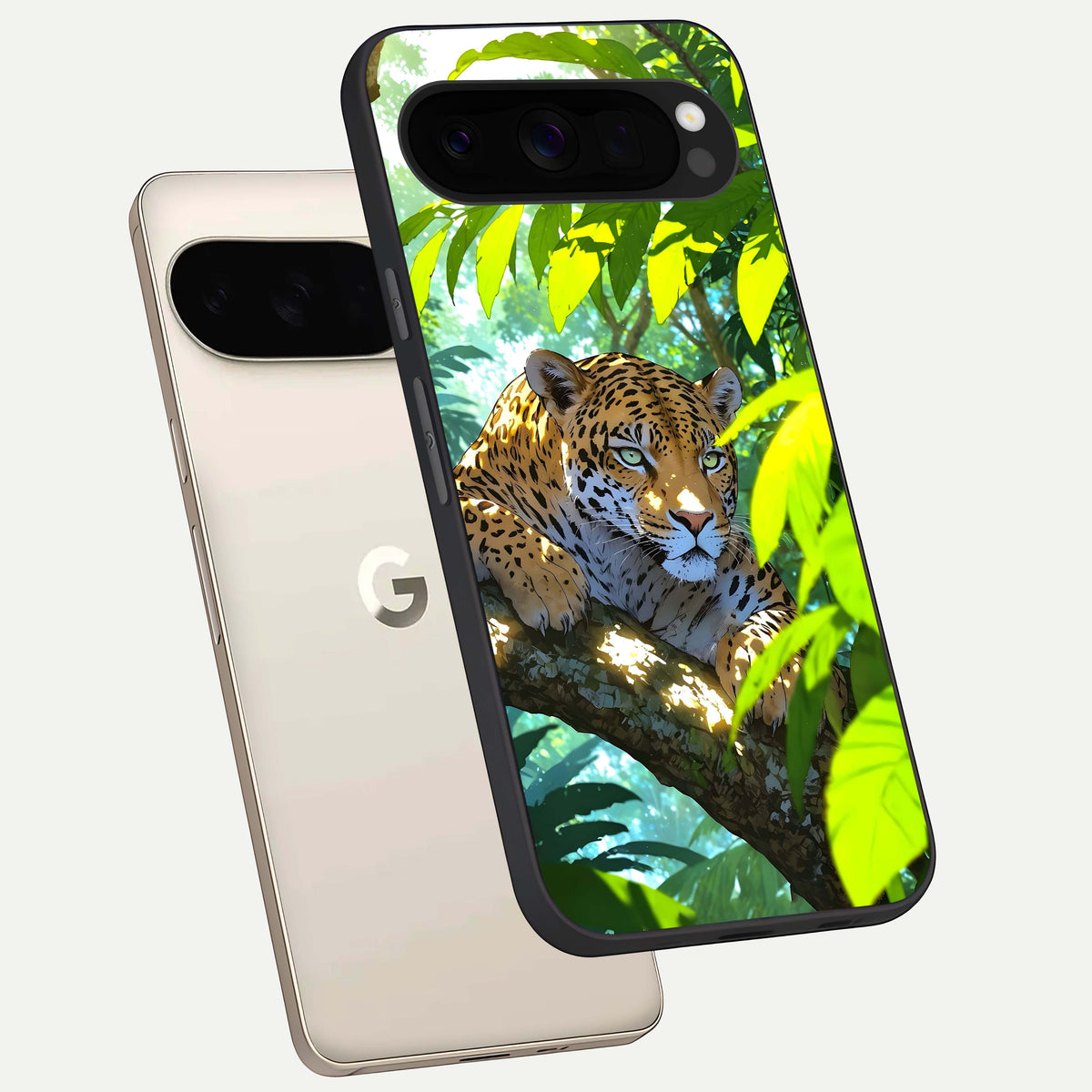  Leopard in Jungle phone case For Google Pixel 10 Pro XL showing premium glass back cover with detailed artwork