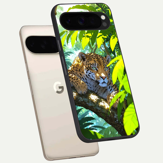  Leopard in Jungle phone case For Google Pixel 10 Pro XL showing premium glass back cover with detailed artwork