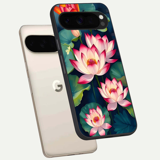  Lotus Dream Serenity phone case For Google Pixel 10 Pro XL showing premium glass back cover with detailed artwork