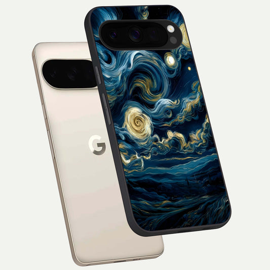  Midnight Sky Whirl phone case For Google Pixel 10 Pro XL showing premium glass back cover with detailed artwork