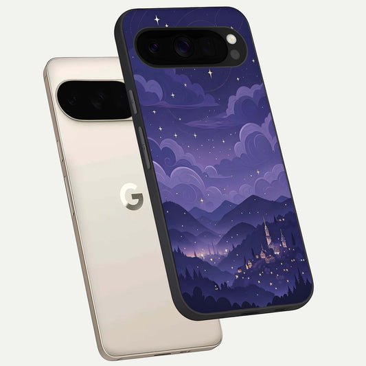  Minimal Night View phone case For Google Pixel 10 Pro XL showing premium glass back cover with detailed artwork