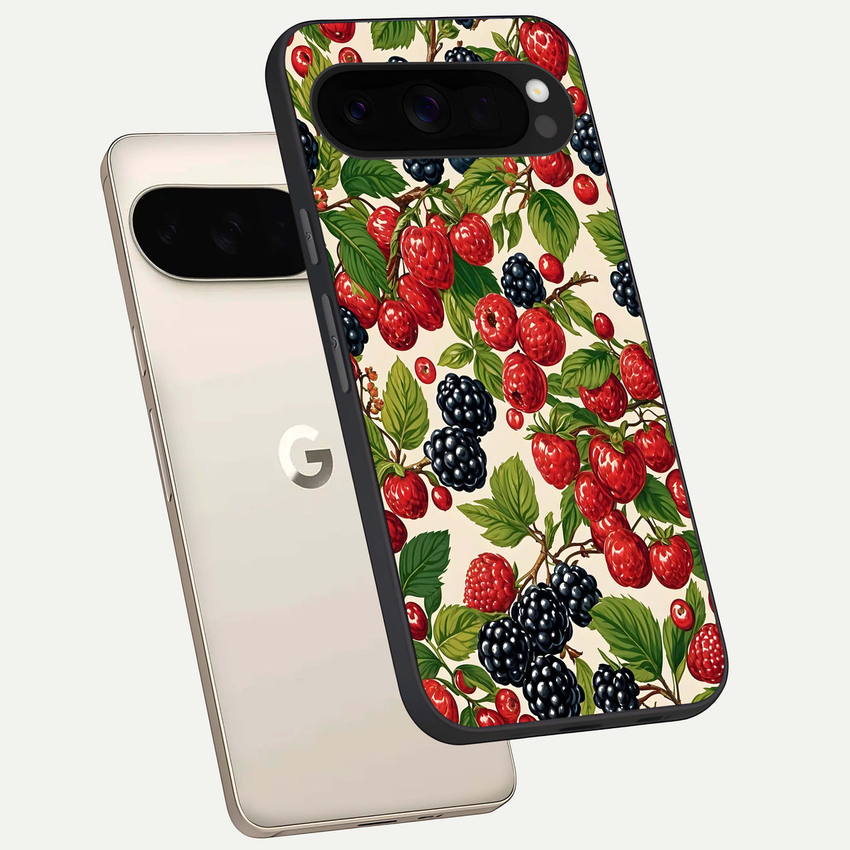  Mixed Berry Collage phone case For Google Pixel 10 Pro XL showing premium glass back cover with detailed artwork