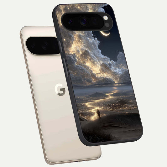  Moonlight Spark Path phone case For Google Pixel 10 Pro XL showing premium glass back cover with detailed artwork