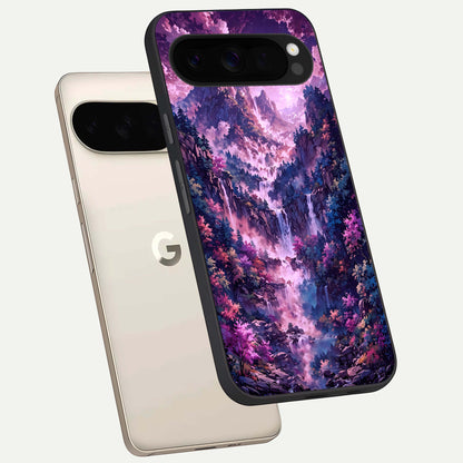  Mystic Cascade Peaks phone case For Google Pixel 10 Pro XL showing premium glass back cover with detailed artwork