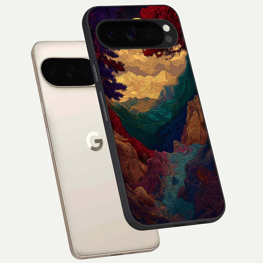  Mystic Valley Light phone case For Google Pixel 10 Pro XL showing premium glass back cover with detailed artwork