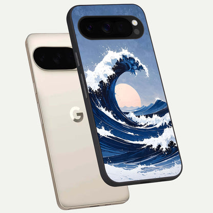 Rising Tide Power phone case For Google Pixel 10 Pro XL showing premium glass back cover with detailed artwork