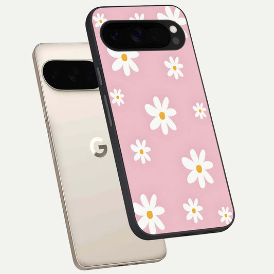  Soft Daisy Bliss phone case For Google Pixel 10 Pro XL showing premium glass back cover with detailed artwork