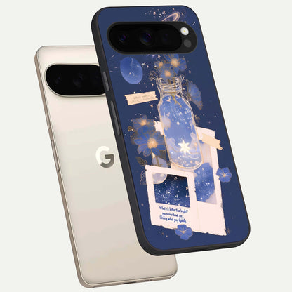  Starlit Cosmic Jar phone case For Google Pixel 10 Pro XL showing premium glass back cover with detailed artwork