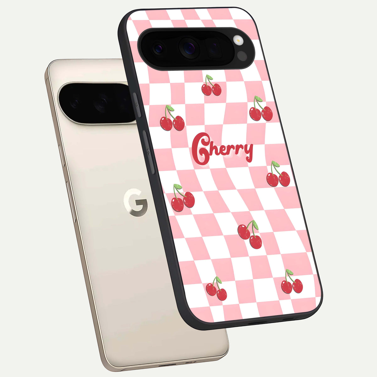  Sweet Cherry Vibes phone case For Google Pixel 10 Pro XL showing premium glass back cover with detailed artwork