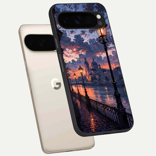  Twilight River Lights phone case For Google Pixel 10 Pro XL showing premium glass back cover with detailed artwork