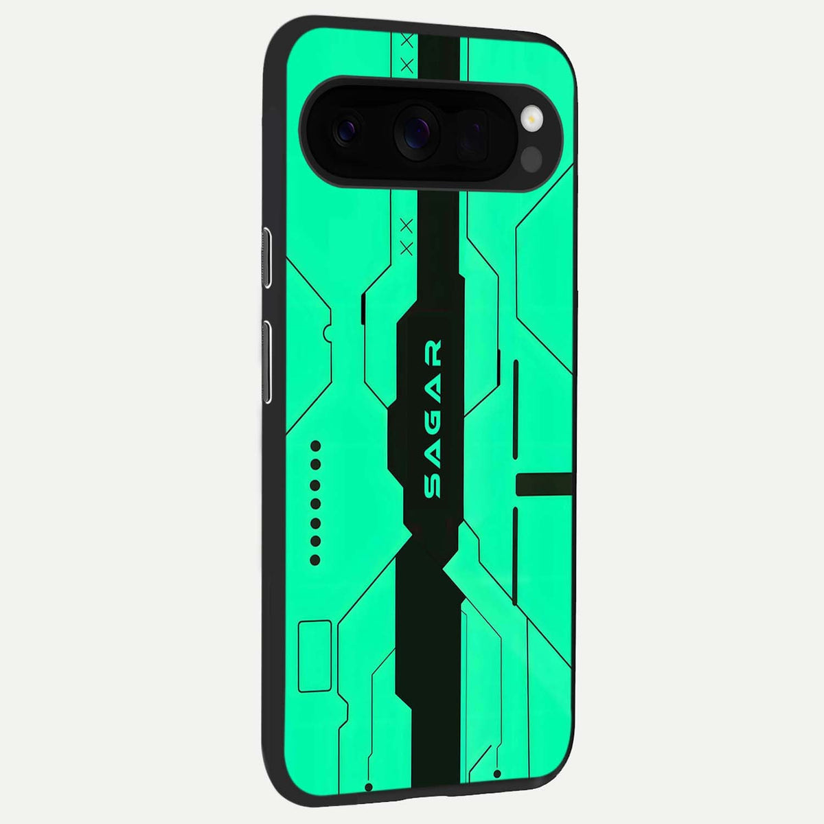  Aqua Tech CYBERPUNK Custom Name back cover For Google Pixel 10 Pro XL slim fit glass case with vibrant aesthetic design