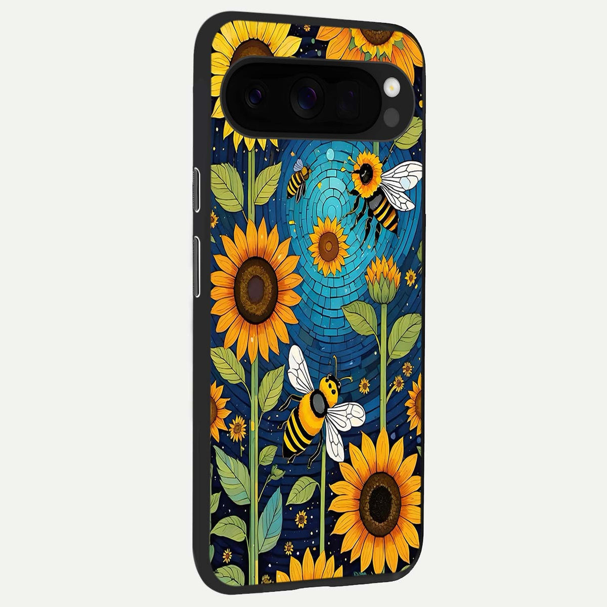  Bees And Sunflowers back cover For Google Pixel 10 Pro XL slim fit glass case with vibrant aesthetic design