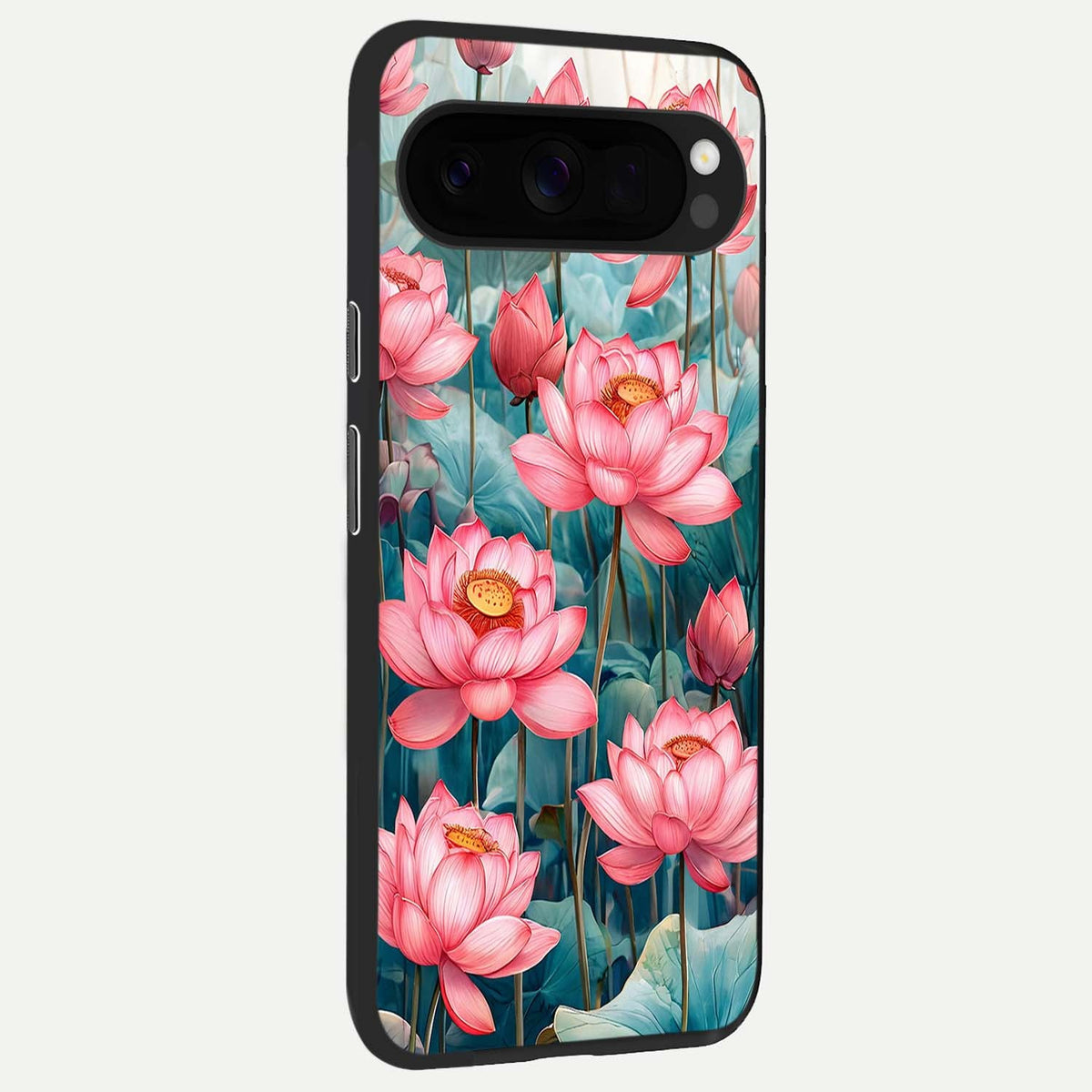  Celestial Pink Lotus back cover For Google Pixel 10 Pro XL slim fit glass case with vibrant aesthetic design