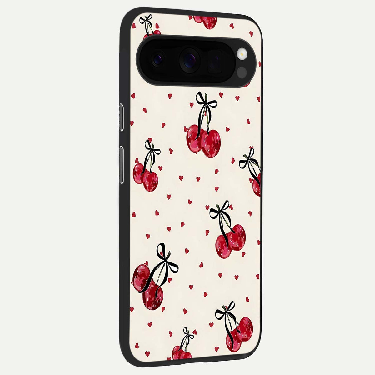  Cherry Heart Bow back cover For Google Pixel 10 Pro XL slim fit glass case with vibrant aesthetic design